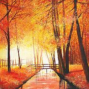 Картины и панно handmade. Livemaster - original item Pictures: Autumn landscape with acrylic 