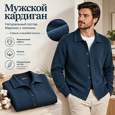 Мужская одежда ручной работы. Ярмарка Мастеров - ручная работа Мужской кардиган "Бристоль". Handmade.