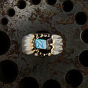 Кольца: Крупное позолоченное кольцо с необычным цитрином