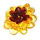 Amber flower brooch made of natural amber Gift to a woman girl, Brooches, Kaliningrad,  Фото №1