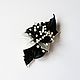 Domino Leather flower brooch black and white with stamens. Brooches. De-Si-Re. My Livemaster. Фото №5