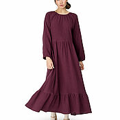 Одежда handmade. Livemaster - original item Cotton dress in dark lilac color with ties. Handmade.