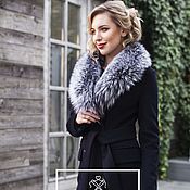 Одежда handmade. Livemaster - original item Double-breasted blue coat with silver fox fur. Handmade.