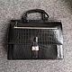 Men's briefcase, crocodile skin, in black, Men\'s bag, St. Petersburg,  Фото №1