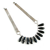 Украшения handmade. Livemaster - original item Onyx necklace, black onyx leather evening necklace. Handmade.