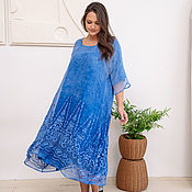 Одежда handmade. Livemaster - original item Cornflower blue silk dress with embroidery on the lining. Handmade.