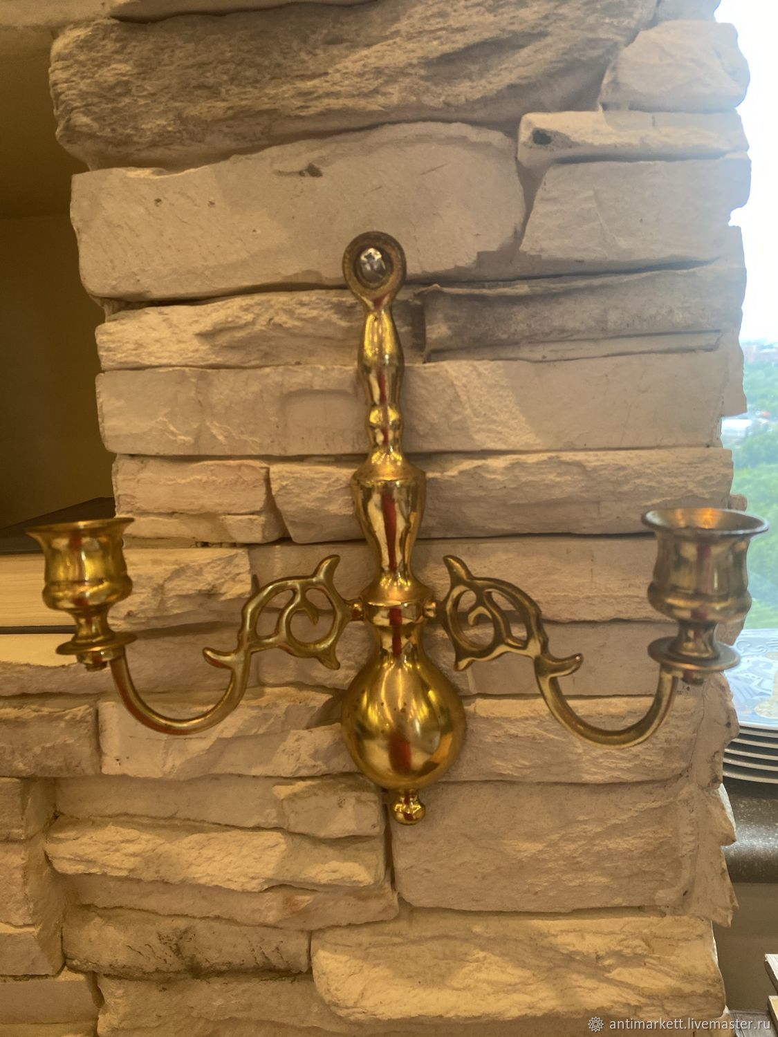 Винтаж: Старинный настенный подсвечник/бра. Латунь. Европа в интернет ...