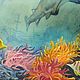 Underwater painting 30 by 40 cm shark fish corals a gift for a diver. Pictures. paintmart (oikos). My Livemaster. Фото №5