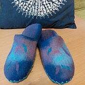 Обувь ручной работы handmade. Livemaster - original item Slippers felted unisex Blueberry fireworks. Handmade.