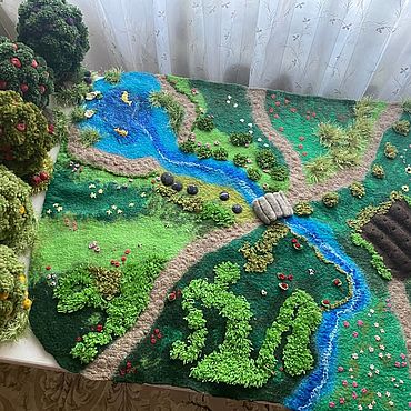 Валяный игровой коврик с грядками. . Куклы и игрушки ручной работы - Ярмарка Мастеров Куклы и игрушки ручной работы. Ярмарка Мастеров - ручная работа Валяный игровой коврик с грядками. Handmade.