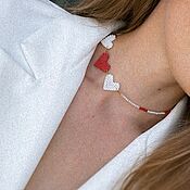 Украшения handmade. Livemaster - original item Beaded necklace with braided hearts. Gift girl. Handmade.