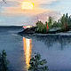 Evening on Ladoga lake. Priozersk. Oil. canvas. Original. Pictures. Valeria Akulova ART. My Livemaster. Фото №5