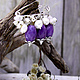 Брошь булавка фиолетовая из кварца и жемчуга. Брошь-булавка. Mashuta_jewelry. Интернет-магазин Ярмарка Мастеров.  Фото №2