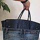 Сумка джинс и кожа a'la Jane Birkin JPG shoulder 42. My Handmade. Классическая сумка. Magic denim in art. Ярмарка Мастеров.  Фото №5