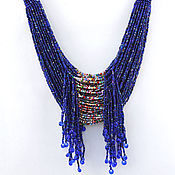 Украшения handmade. Livemaster - original item Sapphire crystal river - a beaded necklace. Handmade.