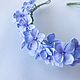 Wreath with blue hydrangea flowers. polymer clay. Hair Decoration. Flowesforever. My Livemaster. Фото №5