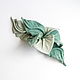 Brooch flower leather aquamarine icy light mint. Brooches. De-Si-Re. My Livemaster. Фото №6