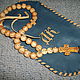 Classic Orthodox rosary of juniper beads with burnt canonical symbols and letter names