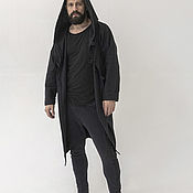 Мужская одежда handmade. Livemaster - original item Black Nettle duffle coat with hood.. Handmade.