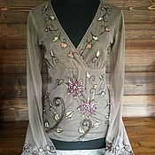 Винтаж handmade. Livemaster - original item Vintage tunic blouse Oriental style 46 p beads sequins embroidery. Handmade.