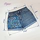 Customization painting of clothes. Jeans shorts with Van Gogh Almond print. Shorts. nataliadenimart. My Livemaster. Фото №6