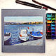  Gouache sketch - Sunset in Bodrum, Turkey, Pictures, Moscow,  Фото №1