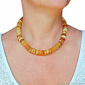 Работы для детей, handmade. Livemaster - original item Medicinal Amber Beads made of raw amber for the thyroid gland. Handmade.