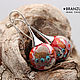 Luxury - earrings artisan lampwork beads red gray murrini, Earrings, Moscow,  Фото №1
