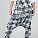 Blue, double-sided plaid trousers with an understated step seam PA0741CT. Pants. EUG fashion. Online shopping on My Livemaster.  Фото №2