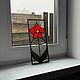 Заказать Подвесной витраж Тиффани с красным цветком. Mary's Workshop. Ярмарка Мастеров. . Витражи Фото №3