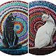 Black cat, white cat. Two round oil paintings, Pictures, Moscow,  Фото №1