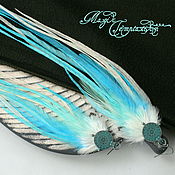 Украшения handmade. Livemaster - original item Blue and white feather earrings. Handmade.