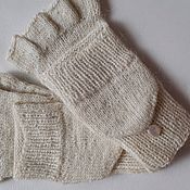 Аксессуары handmade. Livemaster - original item Mittens transformers knitted white S. Handmade.