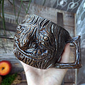 Посуда handmade. Livemaster - original item Mugs and cups: The head of a cheerful goblin, a large dark mug. Handmade.