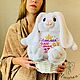 Stuffed toy with embroidery metrics - BUNNY, Stuffed Toys, Murmansk,  Фото №1