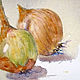 Watercolor. Still life. Three bulbs. Pictures. ArtShipilina. Online shopping on My Livemaster.  Фото №2