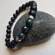 Men's Sea Wolf bracelet made of green Jasper and shungite. Bead bracelet. Exclusive hand painted. My Livemaster. Фото №4