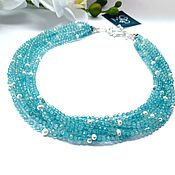 Украшения handmade. Livemaster - original item Necklace with natural pearls and blue quartz. Handmade.