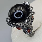 Украшения handmade. Livemaster - original item Silver ring with black onyx and agate. Handmade.