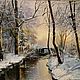 Зимний пейзаж маслом " Зимняя река ", Картины, Москва,  Фото №1