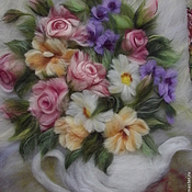 Картина из шерсти Розовые розы