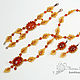 Necklace, bracelet and earrings Autumn tenderness with carnelian leaves, Jewelry Sets, Novosibirsk,  Фото №1