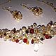 Комплект "Гранатовый" в золоте со Swarovski. Колье. Мастерская Анны Каретниковой (annakaretnikova). Интернет-магазин Ярмарка Мастеров.  Фото №2