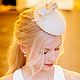 Mini-hat 'Spiral' with a veil. Color milk, Hats1, Moscow,  Фото №1