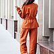 Костюм льняной брючный «Терракотово-кирпичный». Костюмы. Творческая мастерская 'Сундучок' (MoiSunduschok). Ярмарка Мастеров.  Фото №4