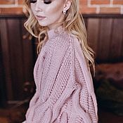 Jerseys: Women's Merino oversize sweater in peach color