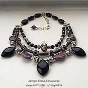 Украшения handmade. Livemaster - original item Ethno necklace with black agates and amethysts.. Handmade.
