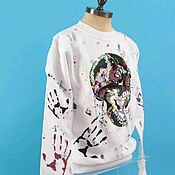 Одежда handmade. Livemaster - original item Sweatshirt with hand embroidery skull sweatshirt custom. Handmade.