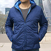 Мужская одежда handmade. Livemaster - original item Men`s autumn jacket, short quilted blue jacket with sintepon. Handmade.