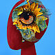 Sunflower Brooch massive Large Brooch Owl Eye Flower Voluminous. Brooches. Karina-bro. My Livemaster. Фото №4